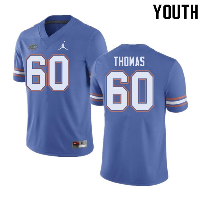 Youth NCAA Florida Gators Da'Quan Thomas #60 Stitched Authentic Jordan Brand Blue College Football Jersey FJR5165UW